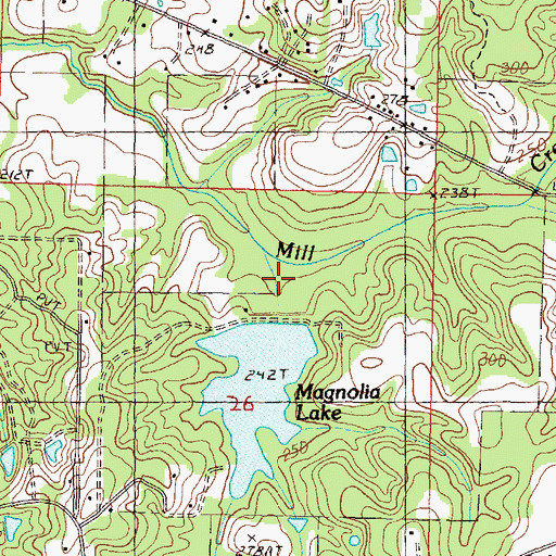 Topographic Map of Magnolia Lake Dam, MS