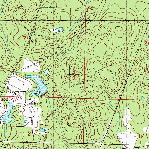 Topographic Map of Bill Watson Lake Dam, MS