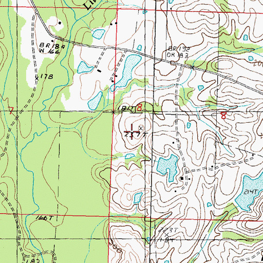 Topographic Map of Bill Williams Lake Dam, MS