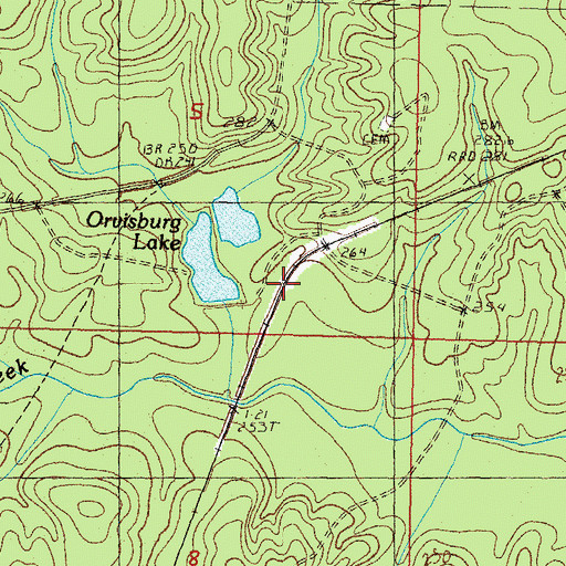 Topographic Map of Orvisburg Lake Dam, MS
