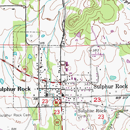 Topographic Map of Sulphur Rock Elementary School, AR