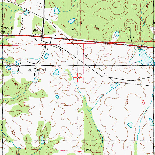 Topographic Map of E M Kee Junior Lake Dam, MS