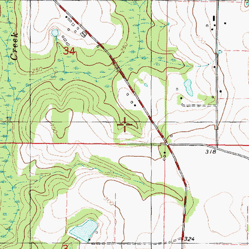 Topographic Map of Morgan Hicks Lake Dam, MS