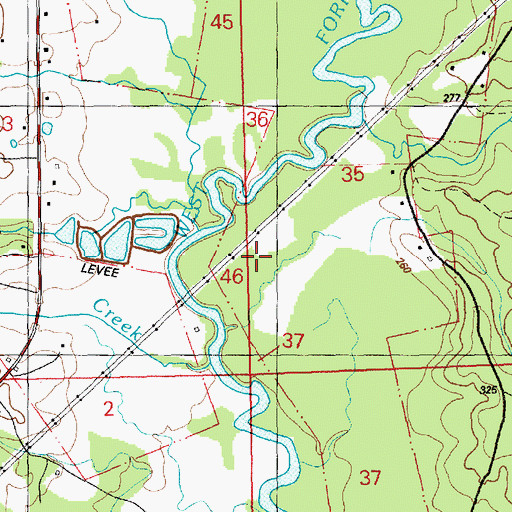 Topographic Map of J C Stevens Lake Dam, MS