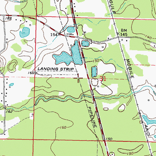 Topographic Map of Fortenberry Lake Dam, MS