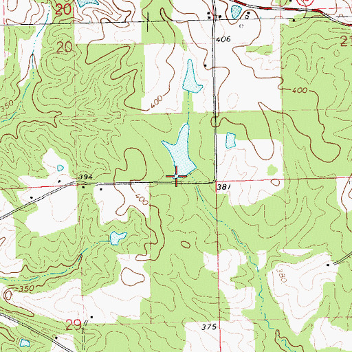 Topographic Map of Reeves Lake Dam, MS