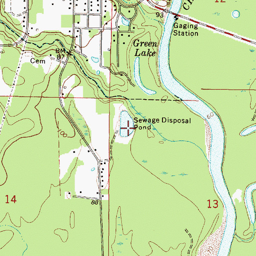 Topographic Map of Leaksville Lagoon Dam, MS