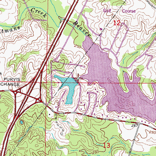 Topographic Map of Lake Beaver Dam, MS