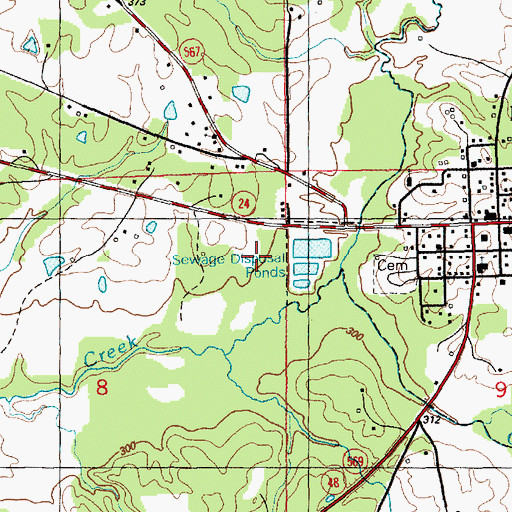 Topographic Map of Liberty Sewage Lagoon Dam, MS