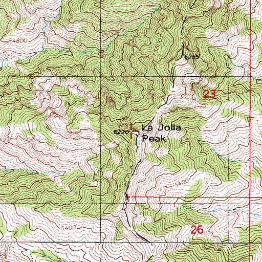Topographic Map of La Jolla Peak, AZ