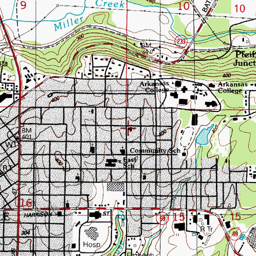 Topographic Map of Twentieth Street Baptist Church, AR