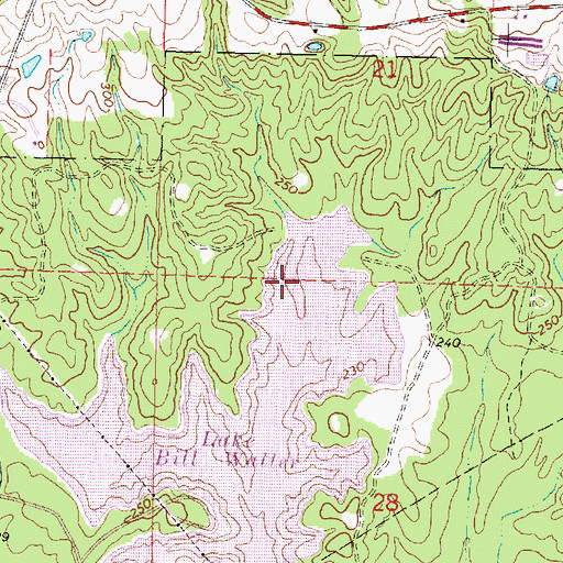 Topographic Map of Bill Waller Lake Dam, MS