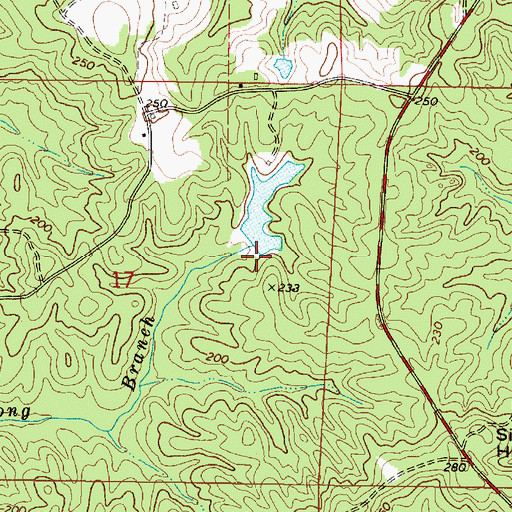 Topographic Map of E S Lee Lake Dam, MS
