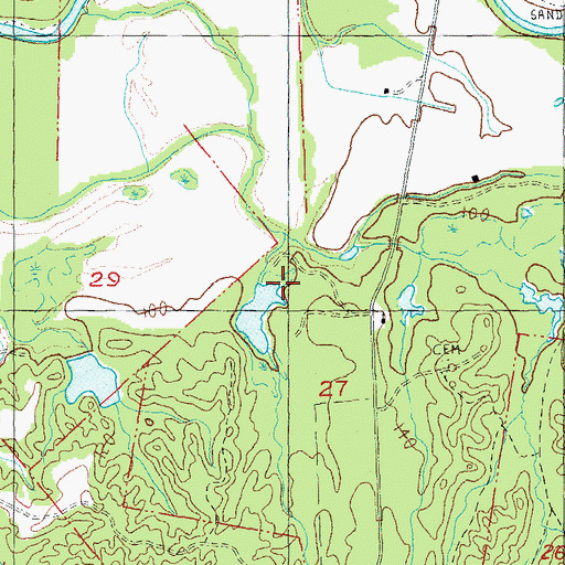Topographic Map of J M Sessions Lake Dam, MS