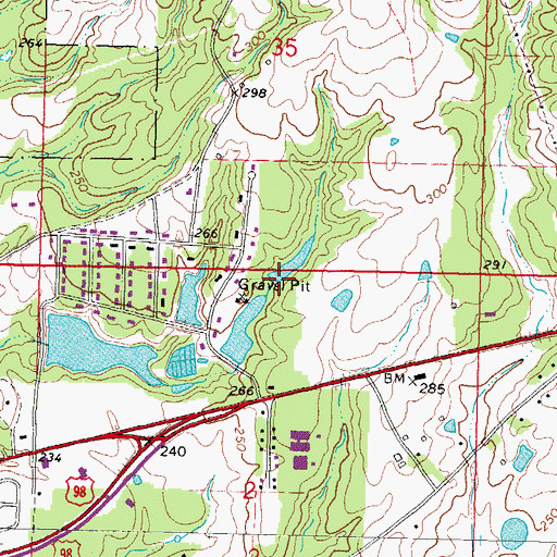 Topographic Map of Singley Lake Dam, MS