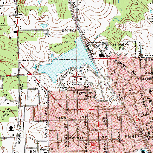 Topographic Map of Illinois Central Railroad Lake Dam, MS