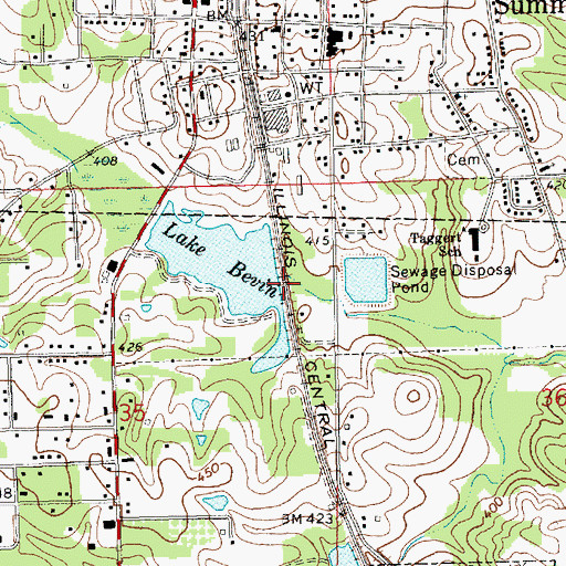 Topographic Map of Illinois Central Railroad Lake Dam, MS
