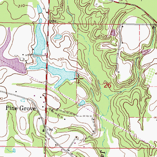 Topographic Map of E C Simmons Lake Dam, MS