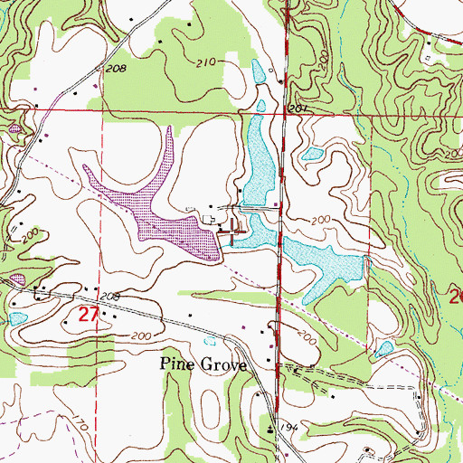 Topographic Map of Edwards Lake Dam, MS
