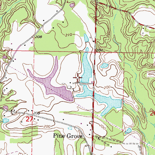 Topographic Map of E C Simmons Lake Dam, MS