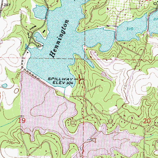 Topographic Map of Lake Serene Southeast Dam, MS
