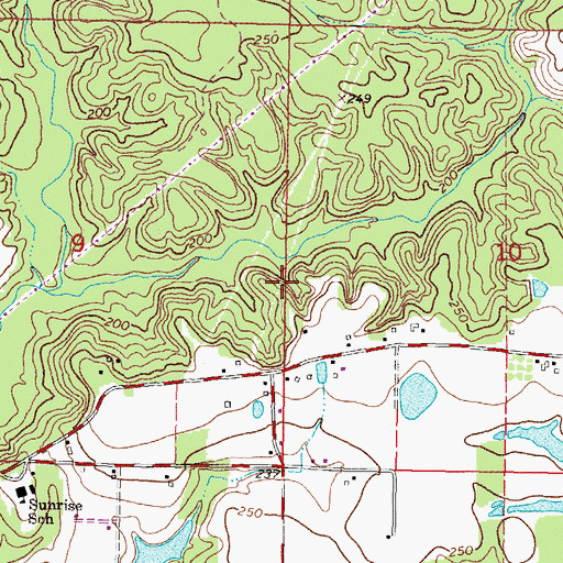 Topographic Map of Tom Ray Phillips Lake Dam, MS