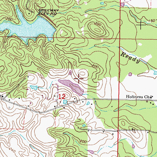 Topographic Map of Vernon McDonnell Pond Dam, MS