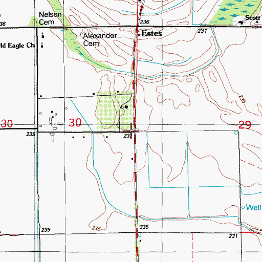 Topographic Map of Alexanders Store (historical), AR