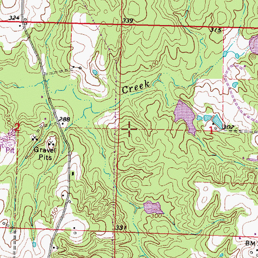 Topographic Map of Long Horn Lake Dam, MS
