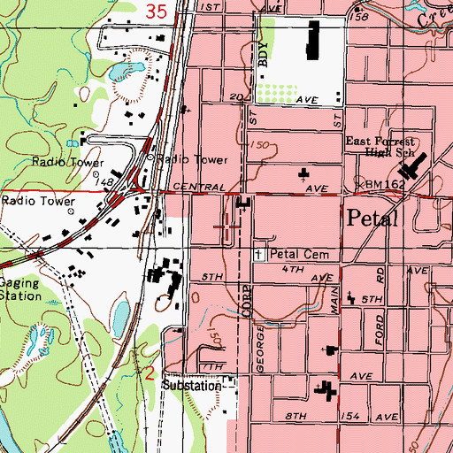 Topographic Map of Hattiesburg Lagoon Dam, MS