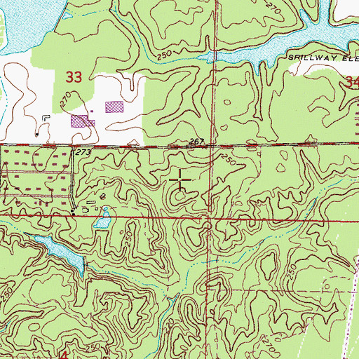 Topographic Map of H L Womack Lake Dam, MS