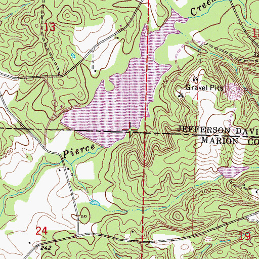 Topographic Map of Holiday Creek Watershed Structure 3 Dam, MS