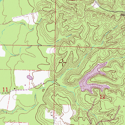 Topographic Map of Lynn Cartlage Lake Dam, MS