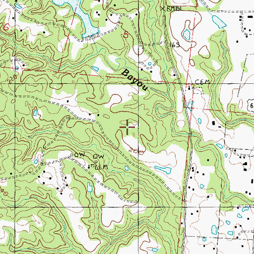 Topographic Map of Robbins Lake Dam, MS
