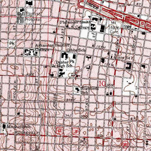 Topographic Map of Allison United Presbyterian Church, AR