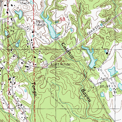 Topographic Map of L J Denny Lake Dam, MS