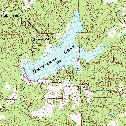 Topographic Map of Hurricane Lake Dam, MS