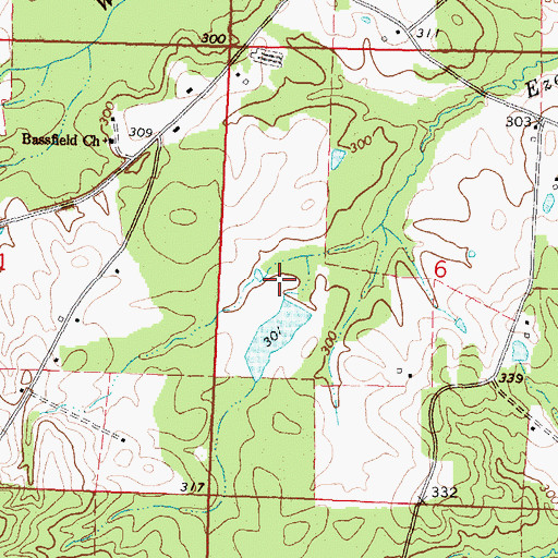 Topographic Map of Connely Davis Lake Dam, MS