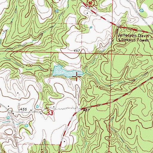 Topographic Map of Ottis Garner Lake Dam, MS