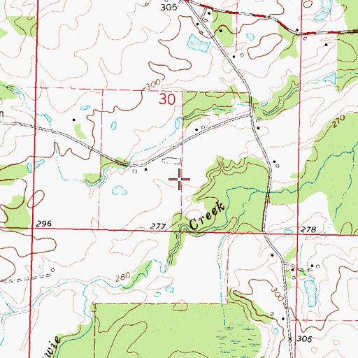 Topographic Map of Willie Fortenberry Lake Dam, MS