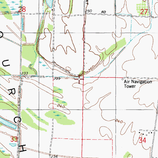 Topographic Map of Antioch Church (historical), AR
