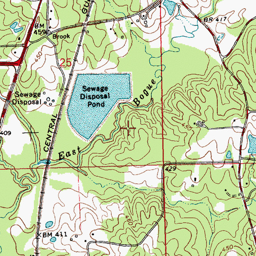 Topographic Map of Brookhaven Sewage Lagoon Dam, MS