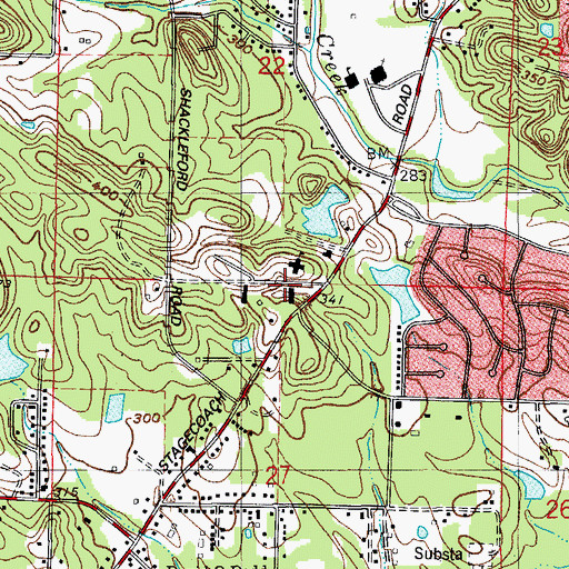 Topographic Map of Antioch Missionary Baptist Church, AR