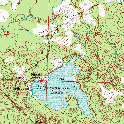 Topographic Map of Jefferson Davis Lake Dam, MS