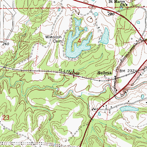 Topographic Map of Callon Lake Dam, MS