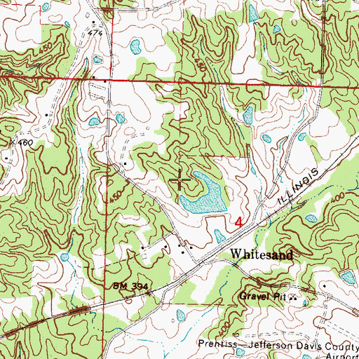 Topographic Map of Legions Lake Dam, MS