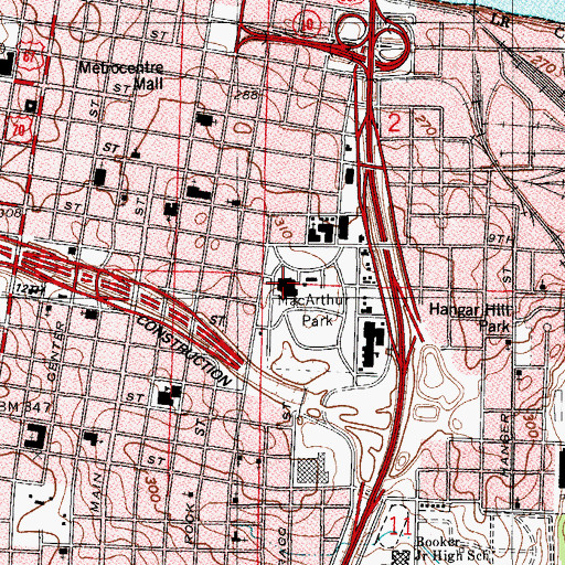 Topographic Map of Arkansas Arts Center, AR