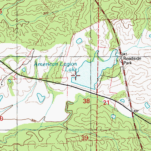 Topographic Map of American Legion Lake Dam, MS