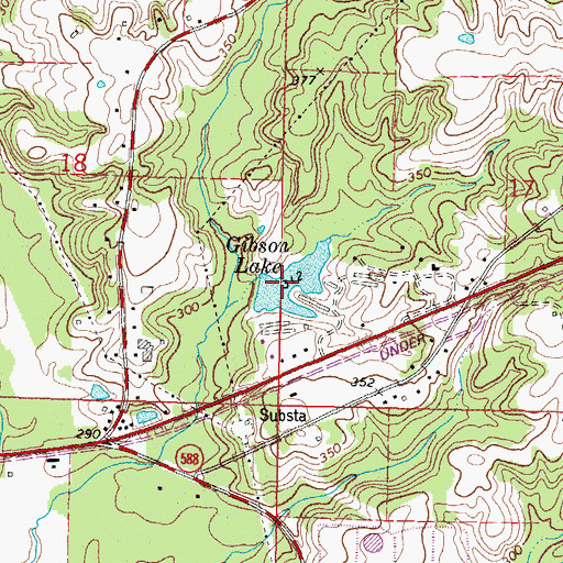Topographic Map of Gibson Lake Dam, MS