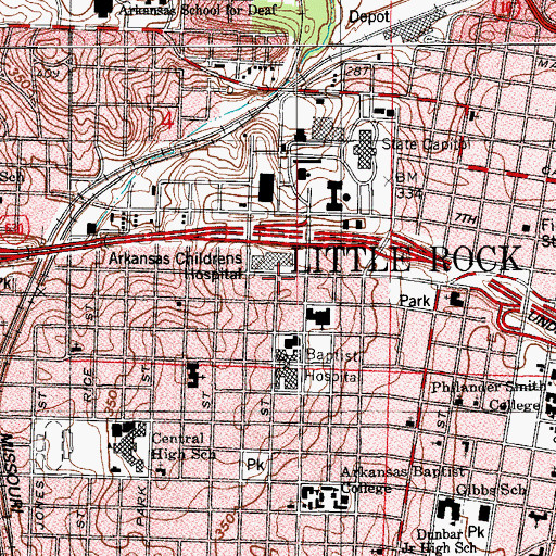Topographic Map of Arkansas Childrens Hospital, AR